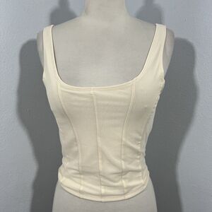 Hippie Rose Crop Top Womens S Cream‎ Square Minimalist Y2K